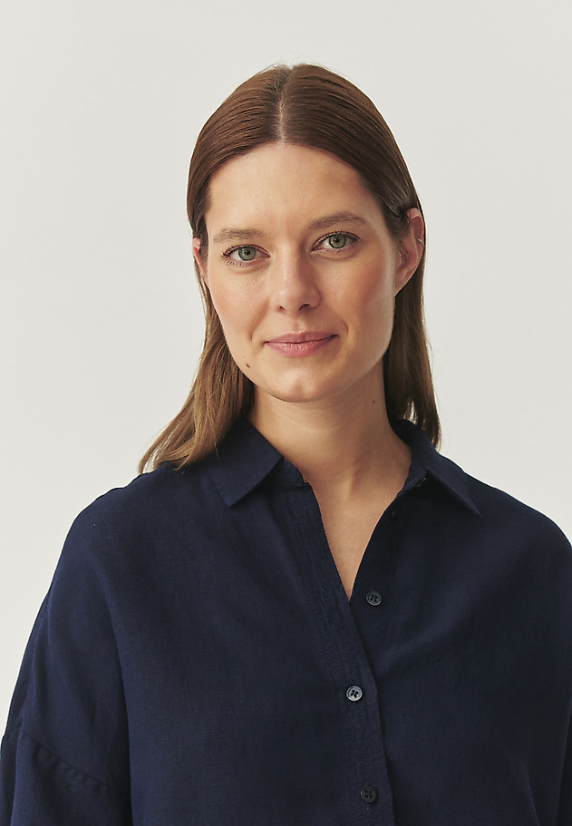 LOOSE SHIRT WITH LINEN AND VISCOSE - SISI LOOSE SHIRT WITH LINEN AND VISCOSE - SISI NIEBIESKI 5