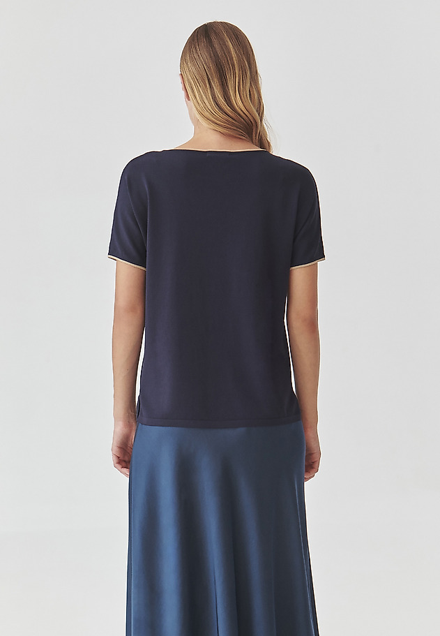 KIMONO BLUZA S KONTRASTNIMI TRAKOVI - ESTETINA KIMONO BLUZA S KONTRASTNIMI TRAKOVI - ESTETINA TEMNO MODRA 3