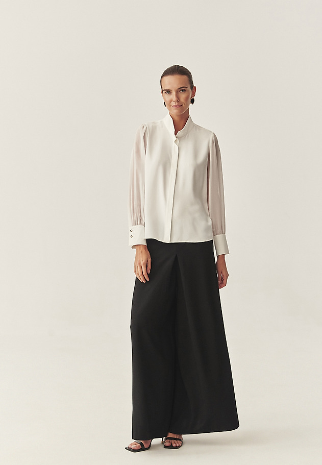 WOVEN SHIRT WITH STAND-UP COLLAR - AMANTHA WOVEN SHIRT WITH STAND-UP COLLAR - AMANTHA ECRU 2