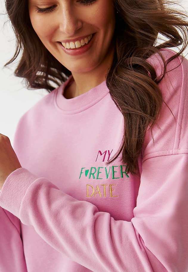 LADIES’ SWEATSHIRT WITH TEXT INSCRIPTION EMBROIDERY - GINGER LADIES’ SWEATSHIRT WITH TEXT INSCRIPTION EMBROIDERY - GINGER RÓŻOWY 4