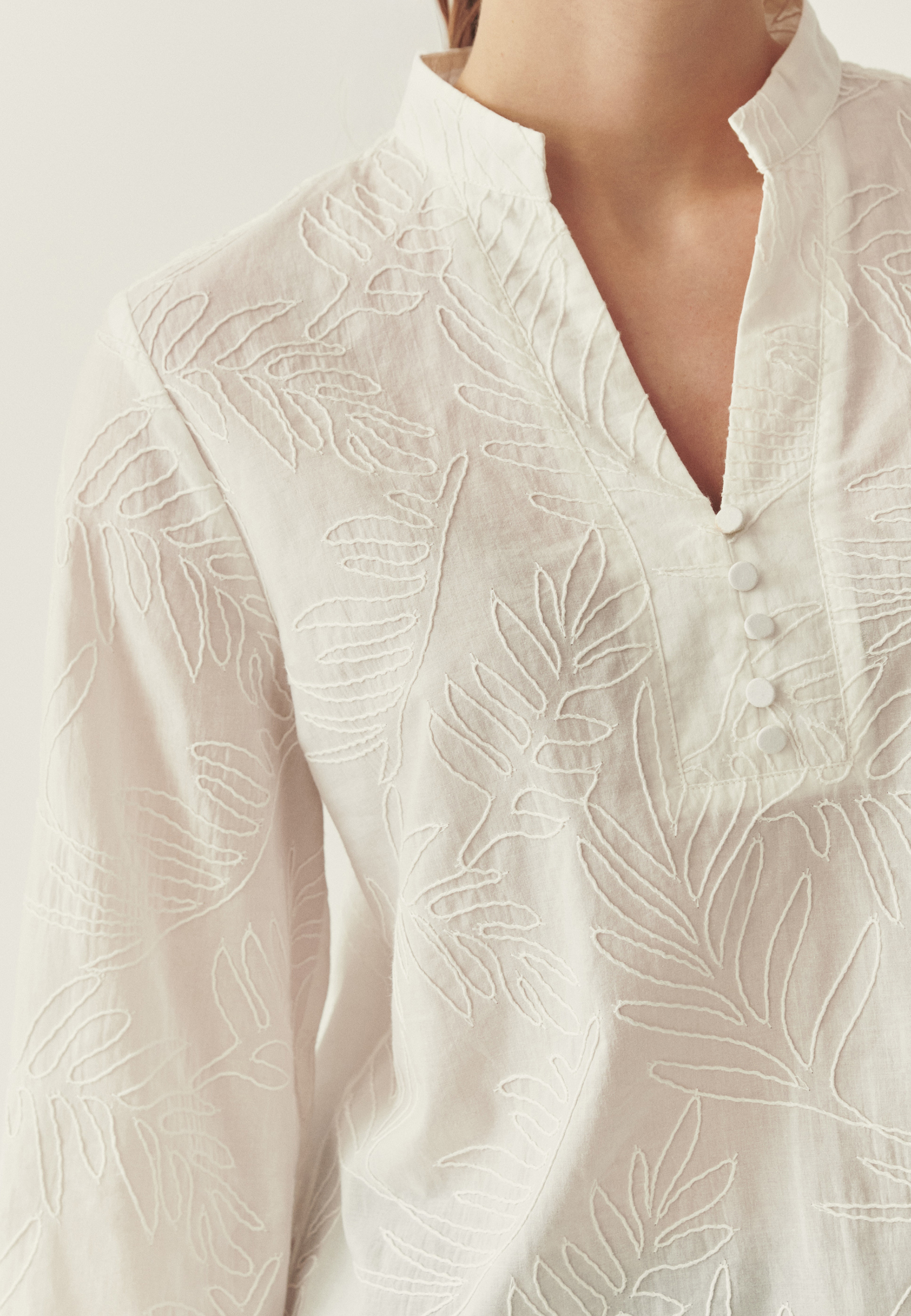 COTTON BLOUSE WITH EMBROIDERY - TANTI WHITE 2