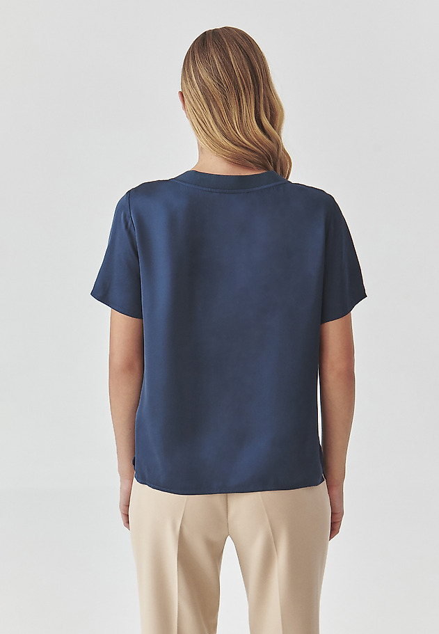 LADIES’ SHORT-SLEEVED SATIN BLOUSE - MALTO 1 LADIES’ SHORT-SLEEVED SATIN BLOUSE - MALTO 1 NIEBIESKI 4