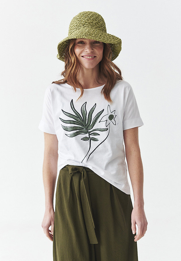 COTTON T-SHIRT WITH FLORAL PRINT - LALI COTTON T-SHIRT WITH FLORAL PRINT - LALI BIAŁY 2