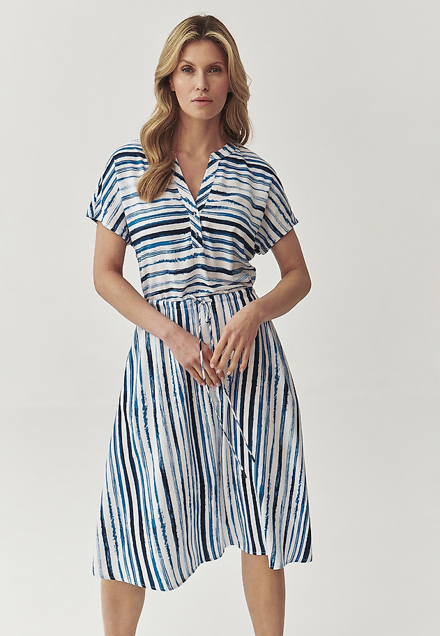 LADIES’ MIDI DRESS WITH IRREGULAR STIPES PRINT - MERIA LADIES’ MIDI DRESS WITH IRREGULAR STIPES PRINT - MERIA MULTICOLOR 3