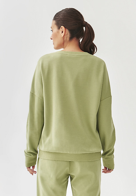 LADIES' KNITTED SWEATSHIRT WITH A ROUND NECKLINE - YOLANDA GREEN 2