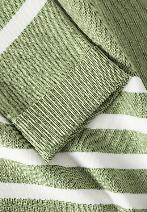 LADIES' STRIPED SWEATER - ELIANA GREEN 2