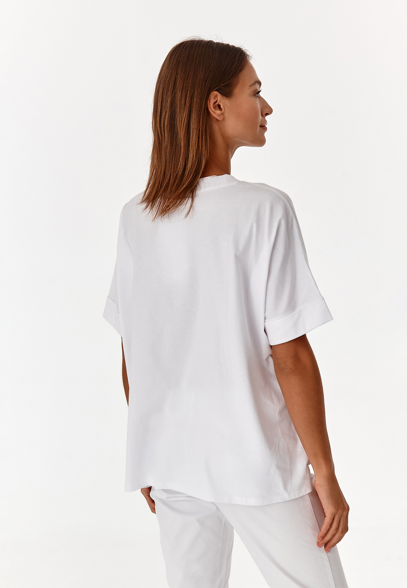 BAWEŁNIANY T-SHIRT DAMSKI  LIKE 14 BAWEŁNIANY T-SHIRT DAMSKI  LIKE 14 BIAŁY 77553