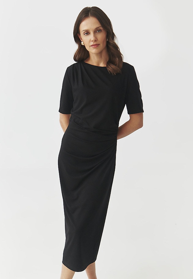 FITTED MIDI DRESS WITH PLEATING — PRIMROSE FITTED MIDI DRESS WITH PLEATING — PRIMROSE CZARNY 5