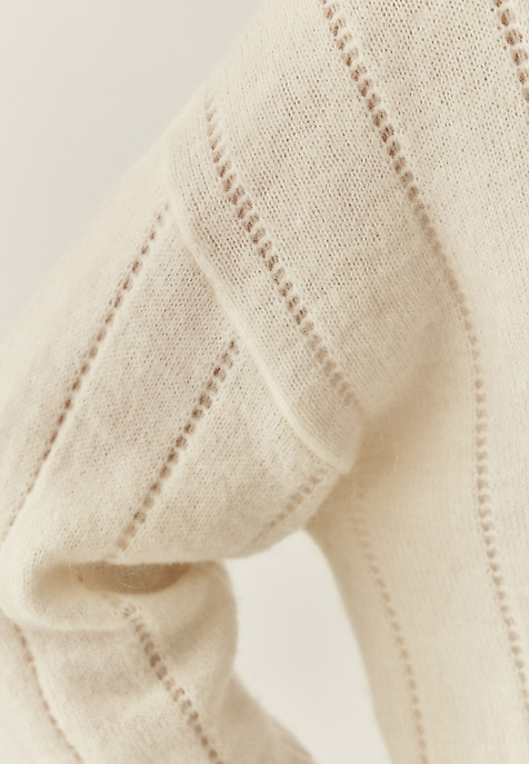 OVERSIZOWY SWETER DAMSKI Z GOLFEM — PEARL ECRU 2
