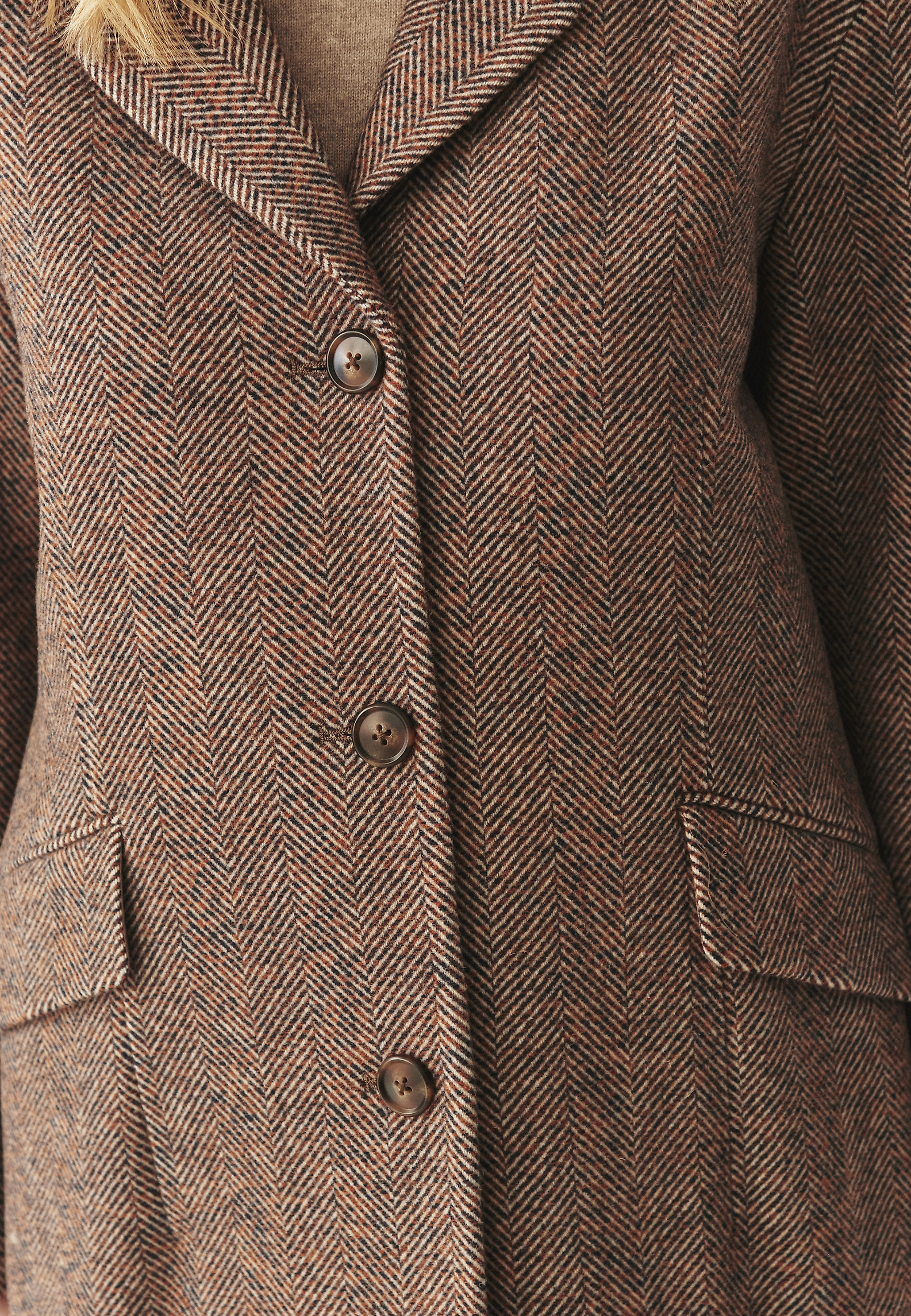 WOOL HERRINGBONE COAT - SEWI WOOL HERRINGBONE COAT - SEWI BEIGE 117375
