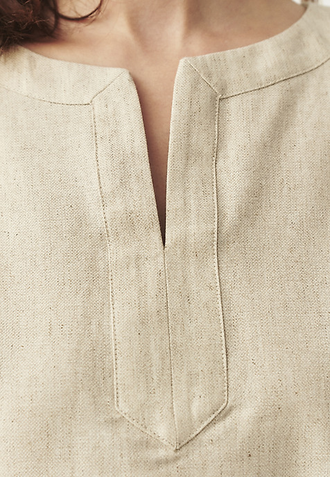 SHORT DRESS WITH LINEN - SAMANTIKA BEIGE 2