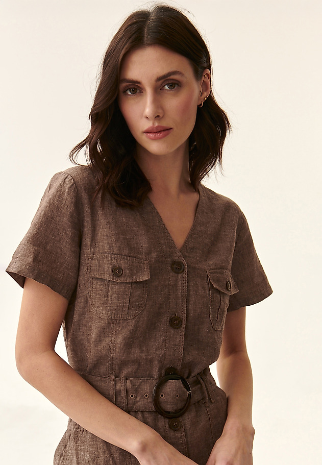 LADIES' LINEN DRESS SOFORIA 1 LADIES' LINEN DRESS SOFORIA 1 BROWN 5
