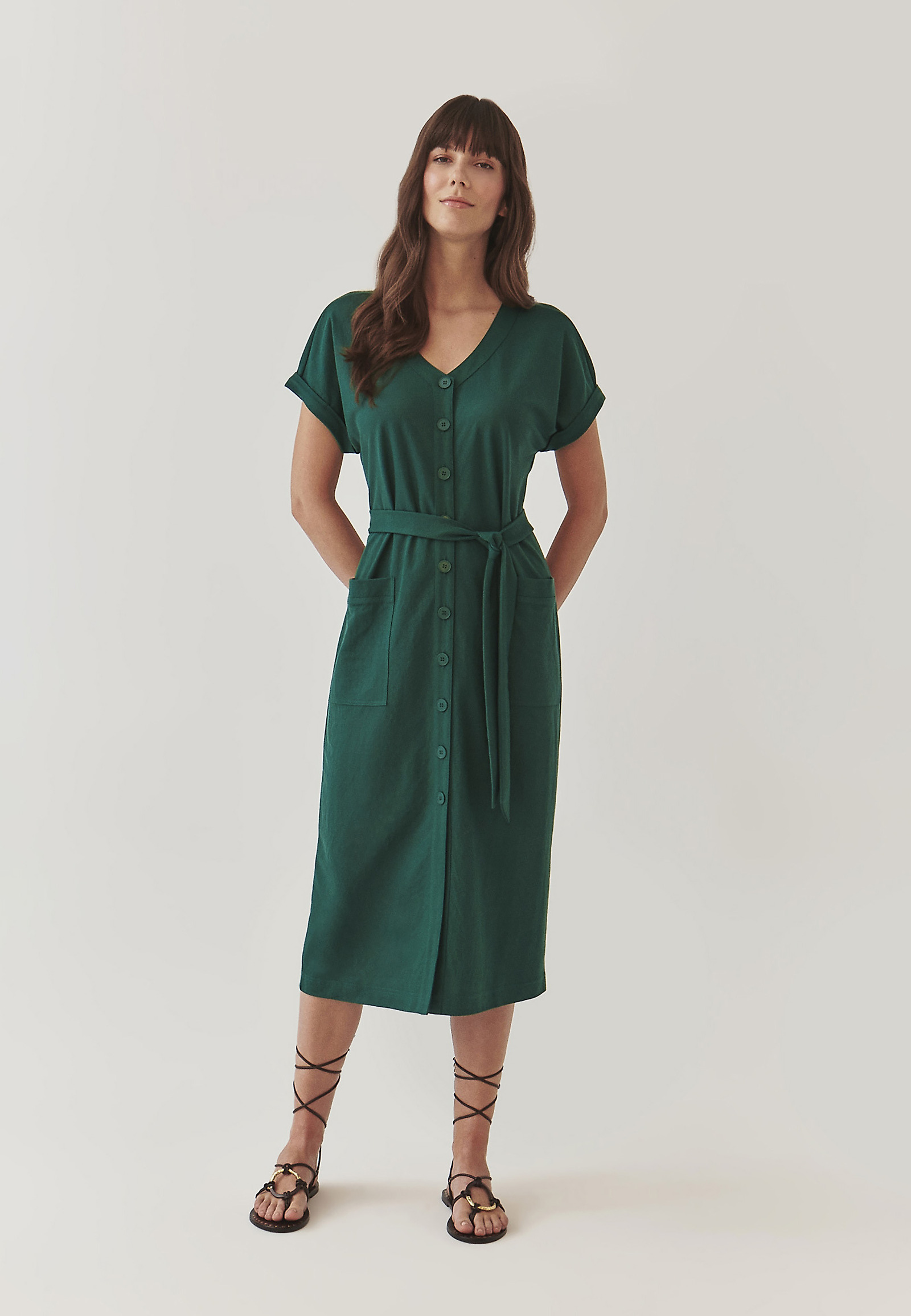 ÚPLETOVÉ KOŠILOVÉ ŠATY - WANKARMI ÚPLETOVÉ KOŠILOVÉ ŠATY - WANKARMI ZELENÁ 98635