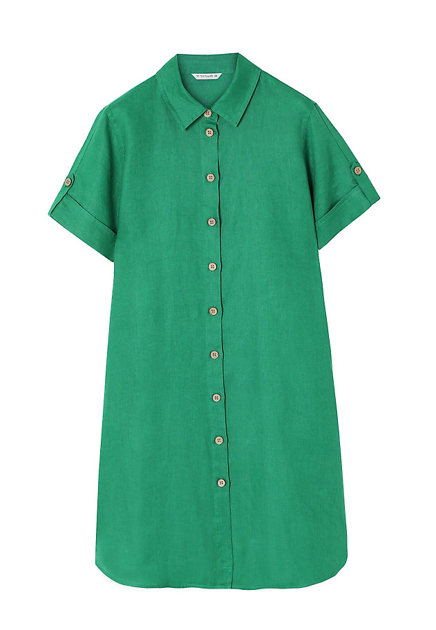 LINEN SHIRT DRESS - ZALWA LINEN SHIRT DRESS - ZALWA ZIELONY 6