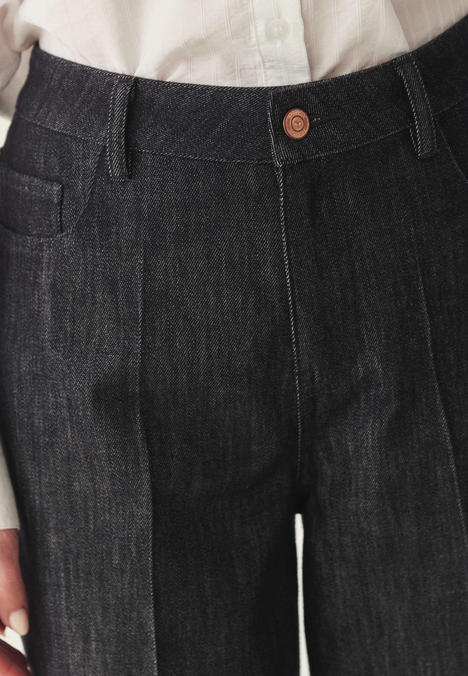 DENIMOWE SPODNIE Z WYDŁUŻONĄ NOGAWKĄ - MOSS GRANATOWY 2