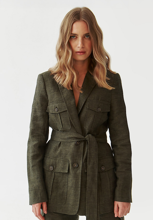 BREATHABLE LADIES’ BLAZER WITH A BELT AROUND THE WAIST - MIANKO 1 BREATHABLE LADIES’ BLAZER WITH A BELT AROUND THE WAIST - MIANKO 1 ZIELONY 3