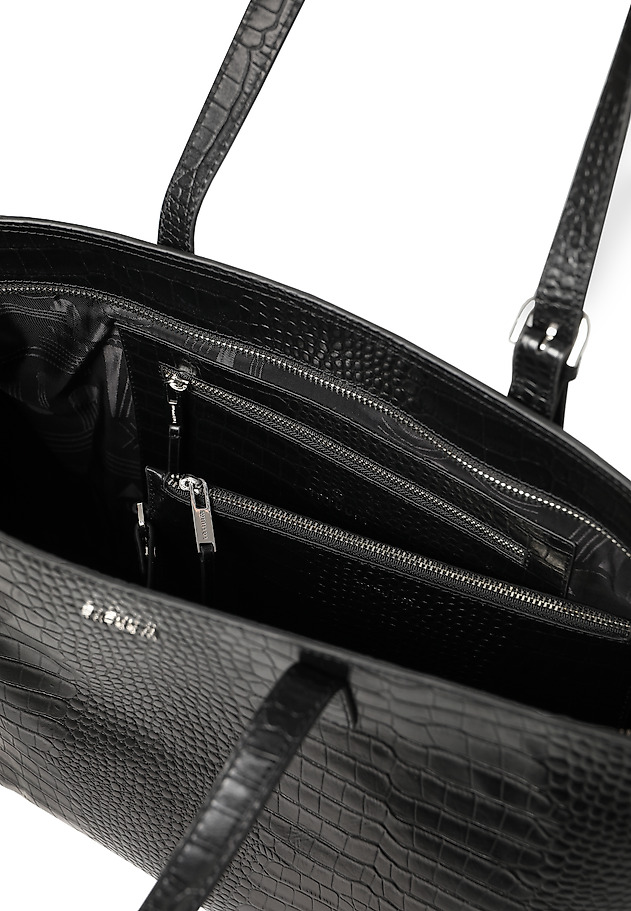 LEATHER SHOPPER BAG WITH MAKE-UP CASE - MAHOGANY LEATHER SHOPPER BAG WITH MAKE-UP CASE - MAHOGANY BLACK 6