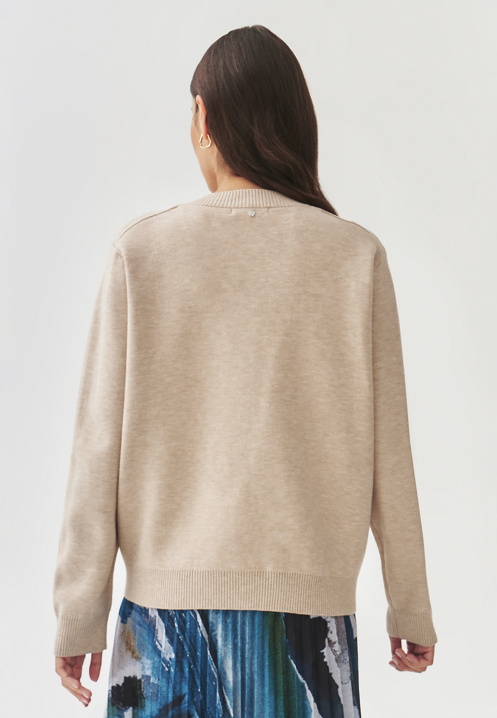 LADIES' BOMBER SWEATER WITH PRESS STUDS- ANGIE LADIES' BOMBER SWEATER WITH PRESS STUDS- ANGIE BEIGE 101020