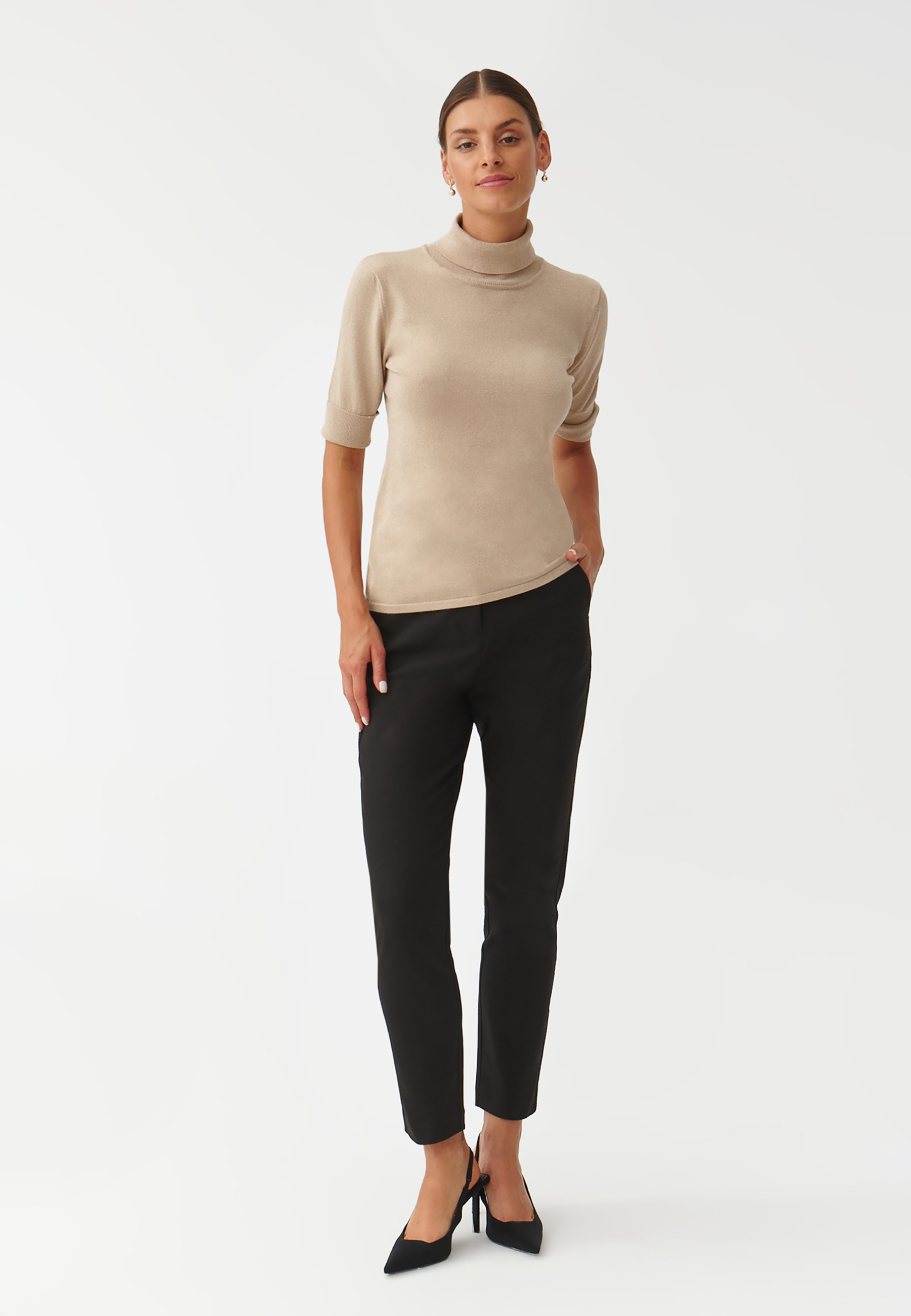 PULOVER DE DAMĂ, METALIZAT, CU GULER ÎNALT LU