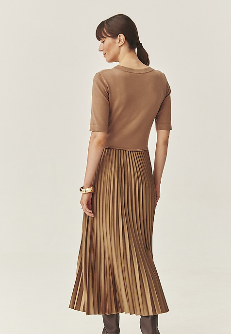 ZLEPENÉ MIDI ŠATY - MARIGENTA BÉŽOVÁ 2