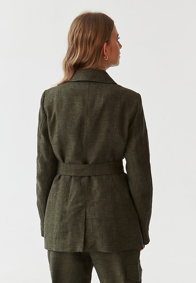 BREATHABLE LADIES’ BLAZER WITH A BELT AROUND THE WAIST - MIANKO 1 BREATHABLE LADIES’ BLAZER WITH A BELT AROUND THE WAIST - MIANKO 1 ZIELONY 4