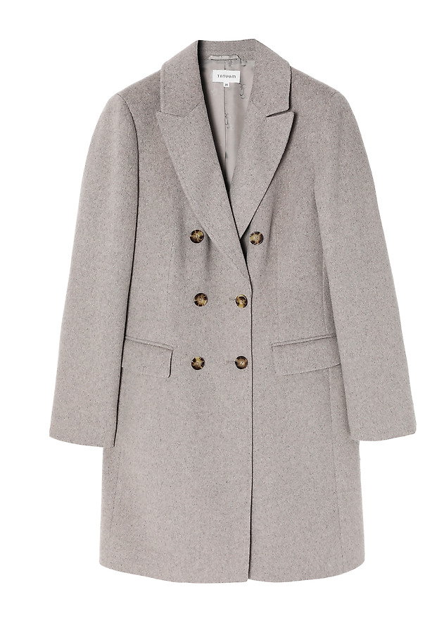 LADIES' FABRIC DOUBLE-BREASTED COAT - TELMA LADIES' FABRIC DOUBLE-BREASTED COAT - TELMA BEŻOWY 6