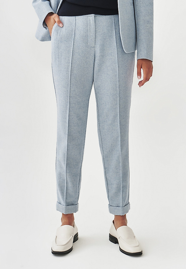 HERRINGBONE FABRIC TROUSERS - SUMKO HERRINGBONE FABRIC TROUSERS - SUMKO NIEBIESKI 2
