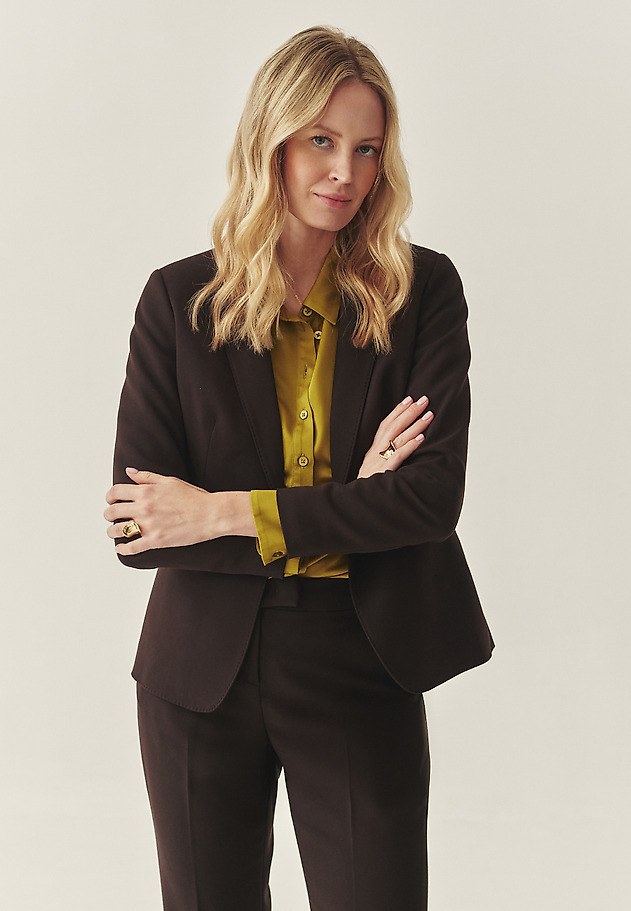 TAILORED JACKET IN DARK CHOCOLATE BROWN - KAREMA 4 TAILORED JACKET IN DARK CHOCOLATE BROWN - KAREMA 4 BROWN 2