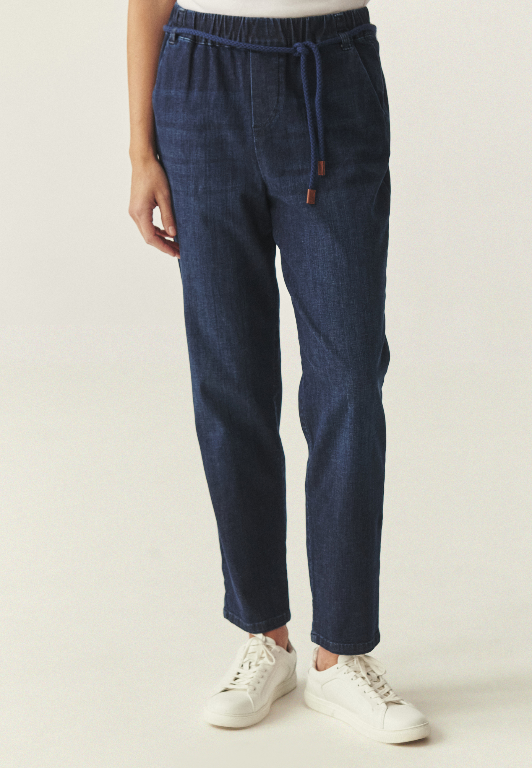 DENIM TROUSERS WITH ELASTIC WAISTBAND - FARAJA NAVY BLUE 2