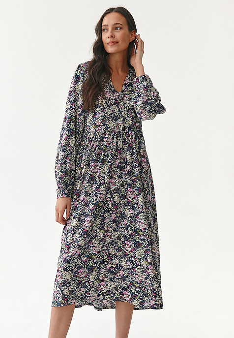 DÁMSKÉ MIDI ŠATY S KVĚTINAMI WAKU VÍCEBAREVNÝ 2