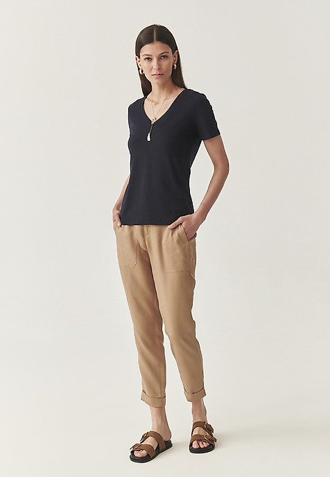 AIRY T-SHIRT WITH COTTON AND MODAL - LISA NAVY BLUE 2