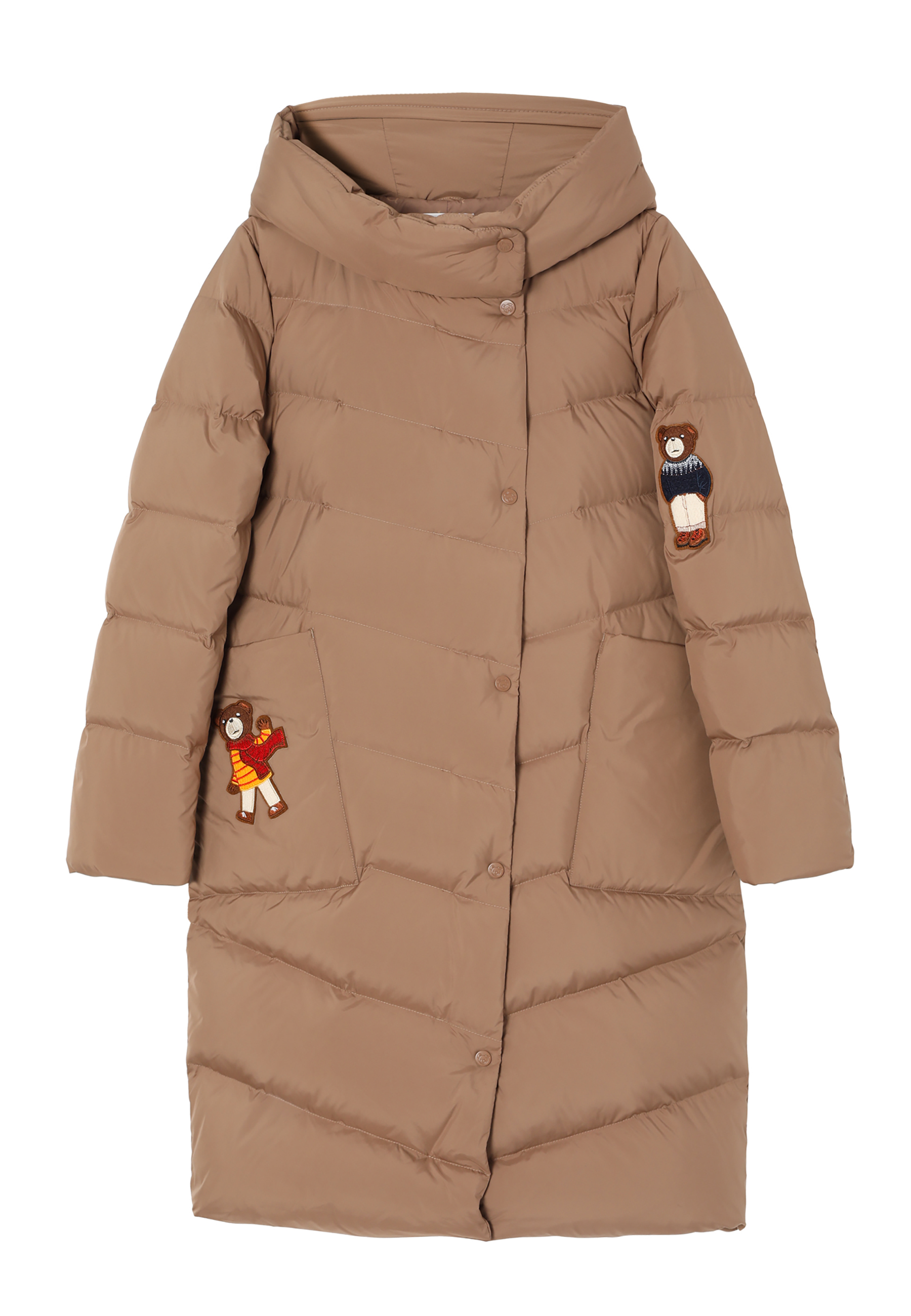 PALTON DE DAMĂ, DIN ȚESĂTURĂ, CU UMPLUTURĂ DIN PUF ȘI MOTIVUL URSULEȚULUI DE PLUȘ - VIOLA 1 BEJ 2