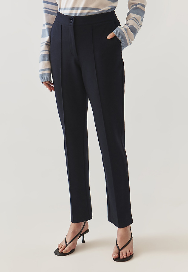 LADIES’ TROUSERS WITH TOP-STITCHED CREASE - ZIRIMI 1 LADIES’ TROUSERS WITH TOP-STITCHED CREASE - ZIRIMI 1 GRANATOWY 4