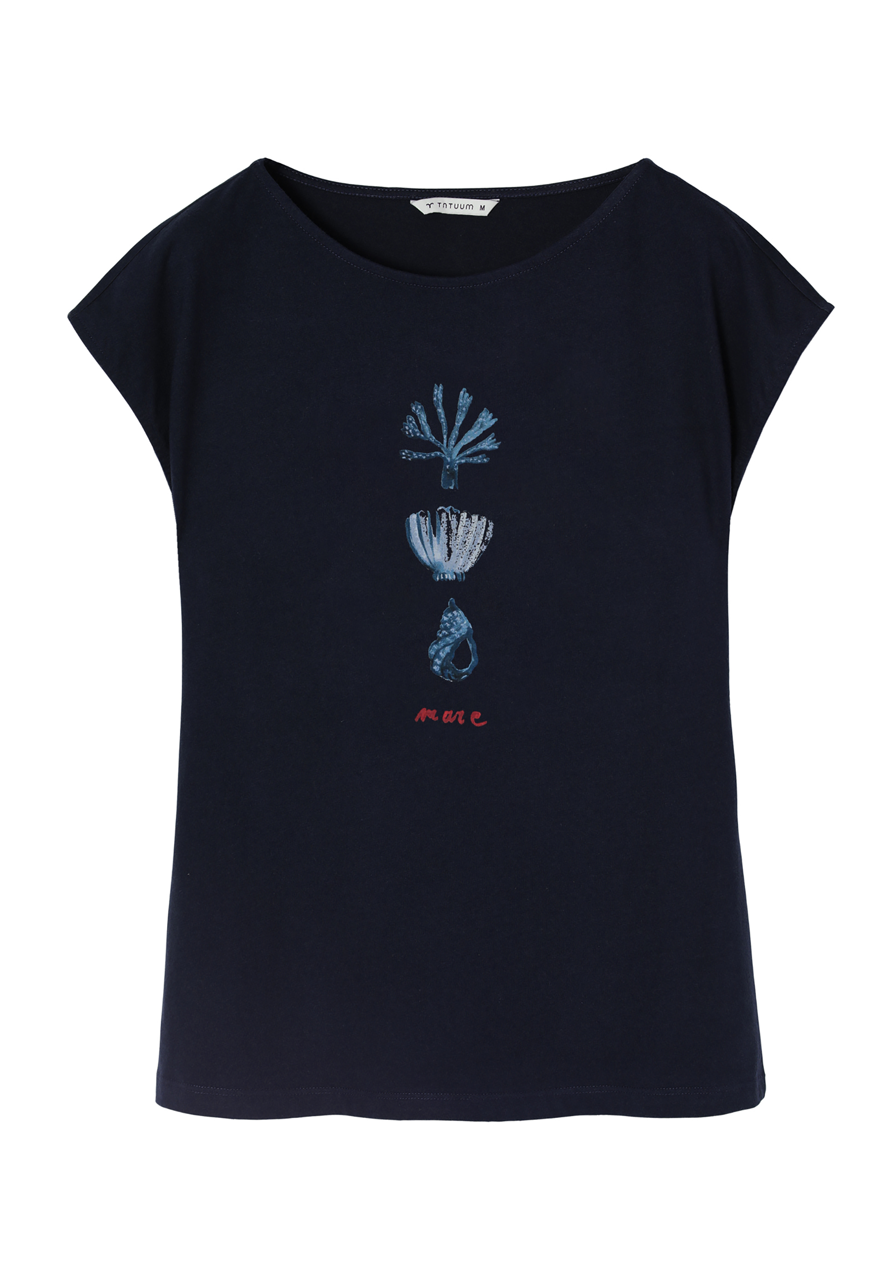 BAWEŁNIANY T-SHIRT DAMSKI Z MARYNISTYCZNYM NADRUKIEM - AMANDA 4 GRANATOWY 2