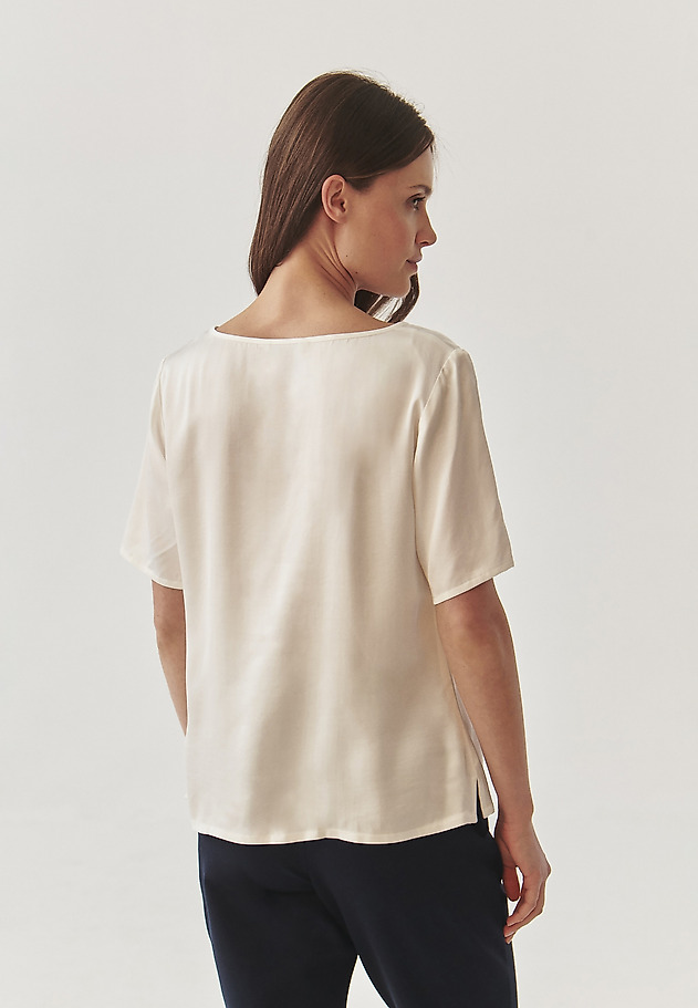 LADIES’ SATIN BLOUSE WITH SHORT SLEEVES - MEKONGA LADIES’ SATIN BLOUSE WITH SHORT SLEEVES - MEKONGA ECRU 4