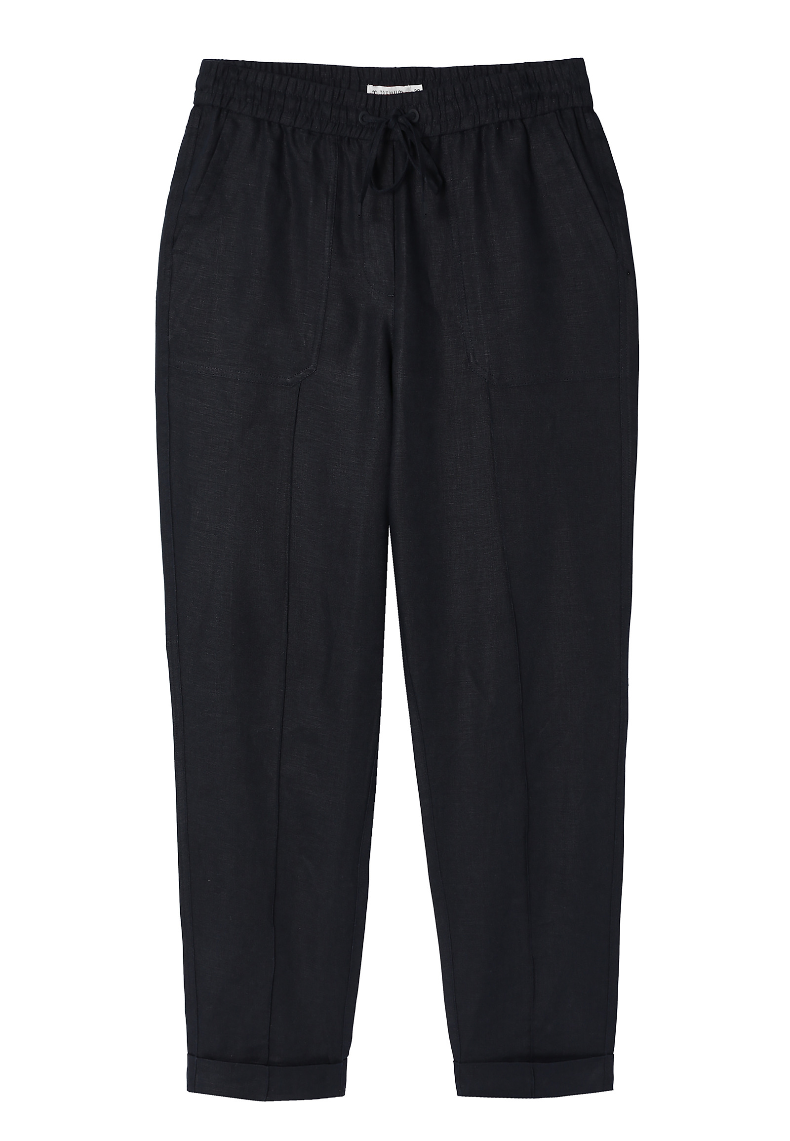 LADIES’ LINEN TROUSERS WITH STITCHED EDGES - SUMIKO LADIES’ LINEN TROUSERS WITH STITCHED EDGES - SUMIKO NAVY BLUE 97644