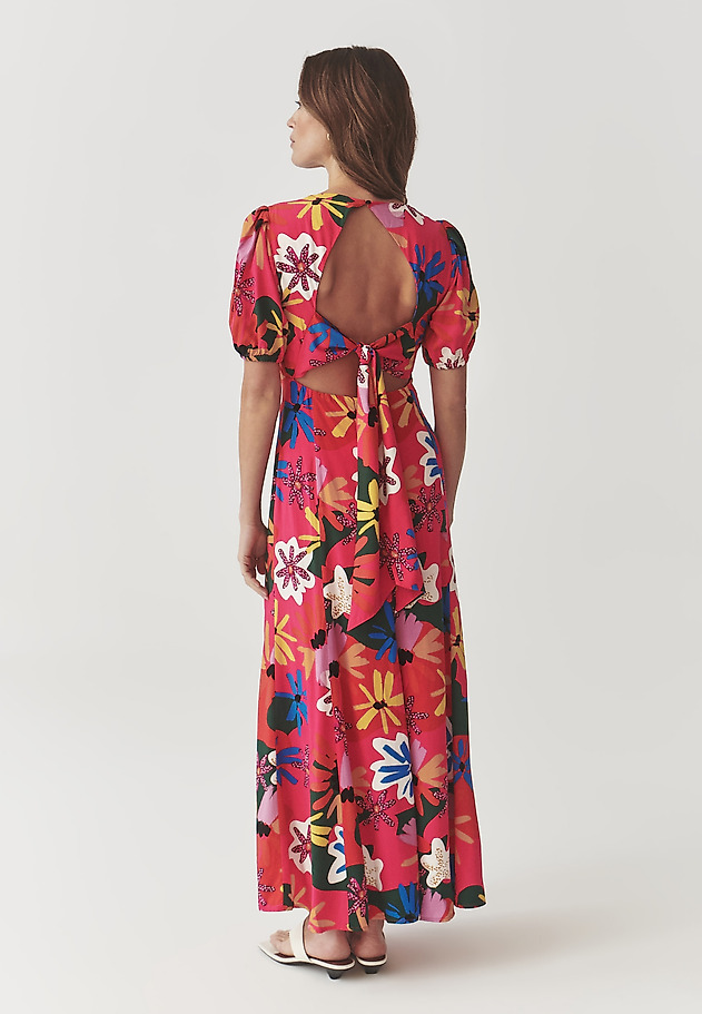 DLHÉ KVETINOVÉ VISKÓZOVÉ ŠATY S KRÁTKYM RUKÁVOM – LANAMIA DLHÉ KVETINOVÉ VISKÓZOVÉ ŠATY S KRÁTKYM RUKÁVOM – LANAMIA VIACFAREBNÝ 2