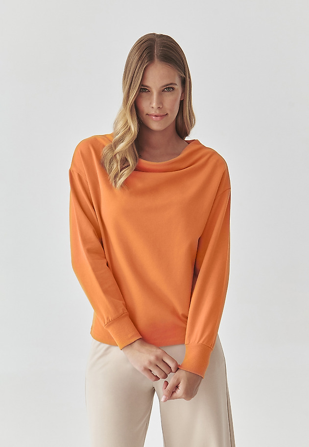 STYLISH LADIES’ SWEATSHIRT WITH WATER NECKLINE - MALIA STYLISH LADIES’ SWEATSHIRT WITH WATER NECKLINE - MALIA POMARAŃCZOWY 1