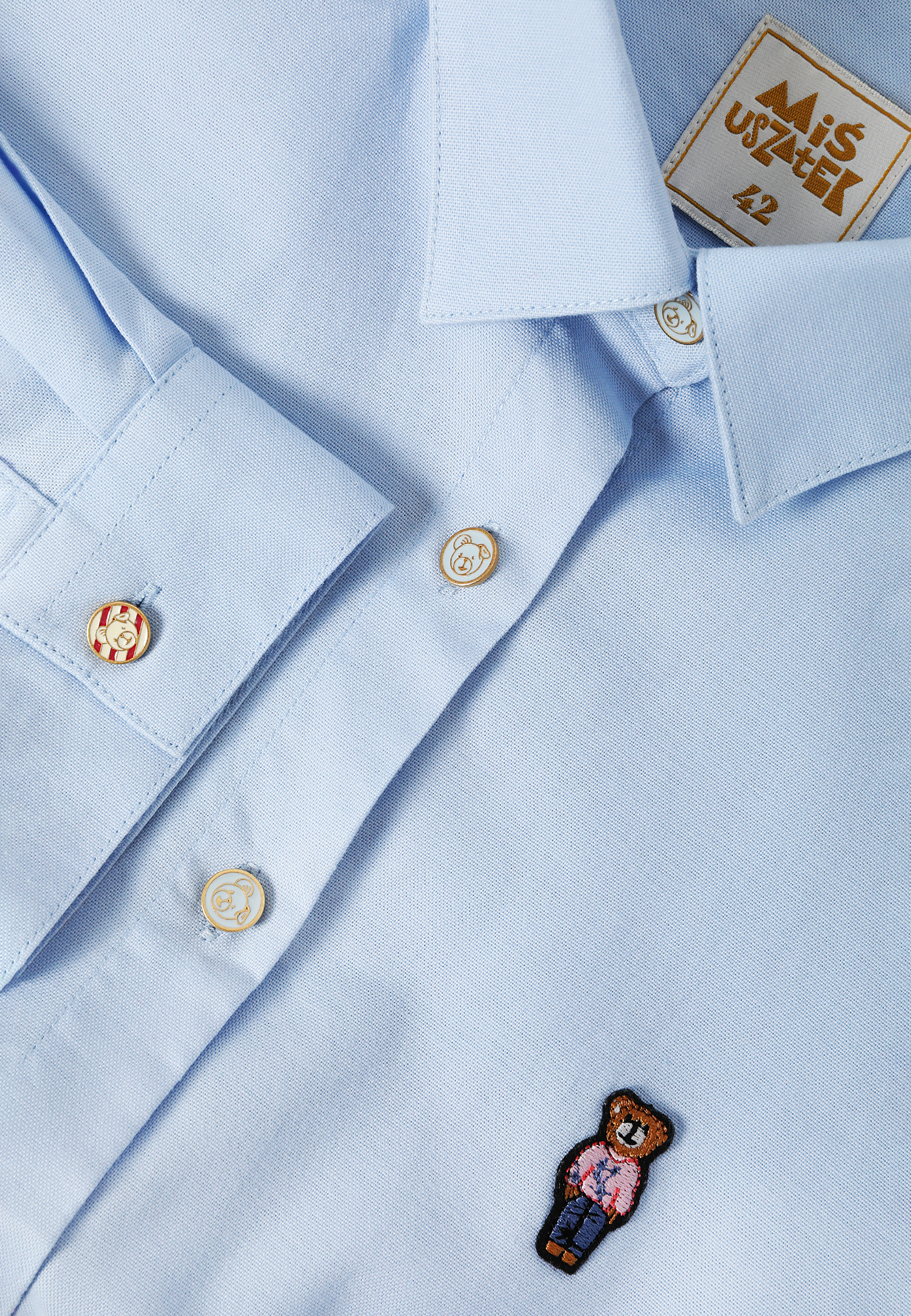 TKANINOWA KOSZULA DAMSKA Z MISIEM USZATKIEM — ELIZA NIEBIESKI 2