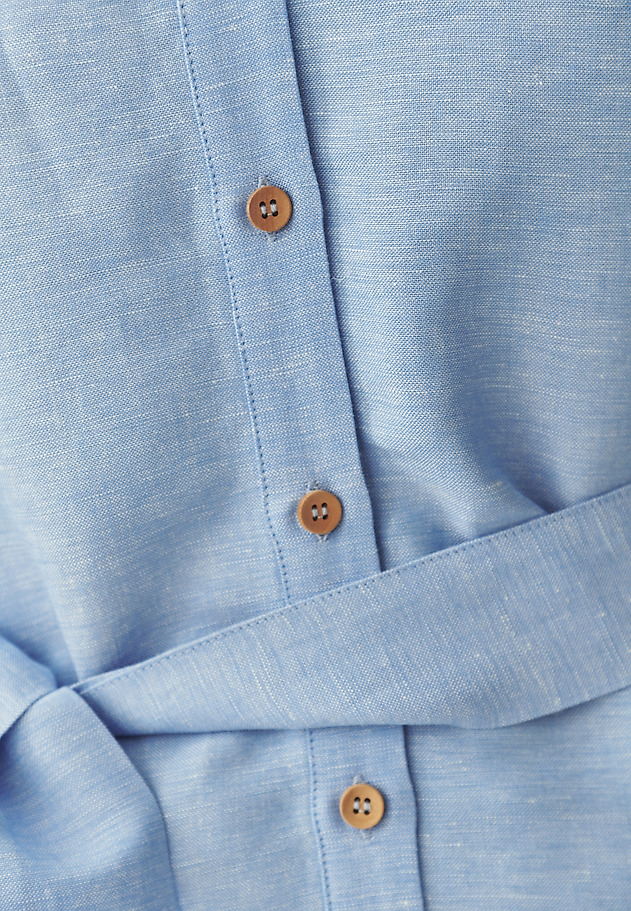 SHIRT MIDI DRESS WITH LINEN - ZEWI SHIRT MIDI DRESS WITH LINEN - ZEWI NIEBIESKI 5