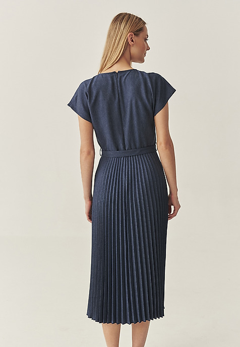 ENVELOPE DRESS WITH PLEATED BOTTOM - MARIENNA BLUE 2