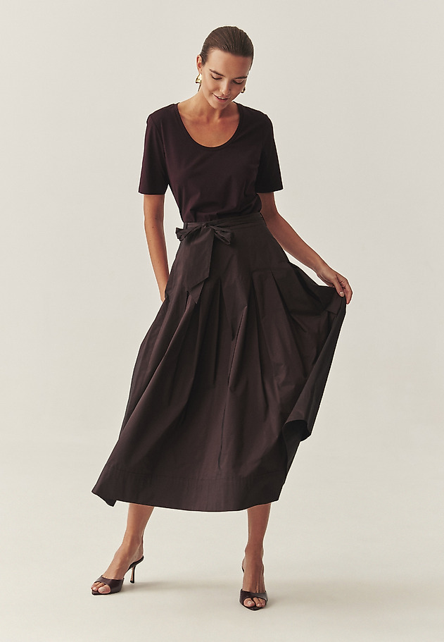 GLAMOROUS SKIRT WITH A BELT AT THE WAIST - TAFTANI GLAMOROUS SKIRT WITH A BELT AT THE WAIST - TAFTANI RED 2
