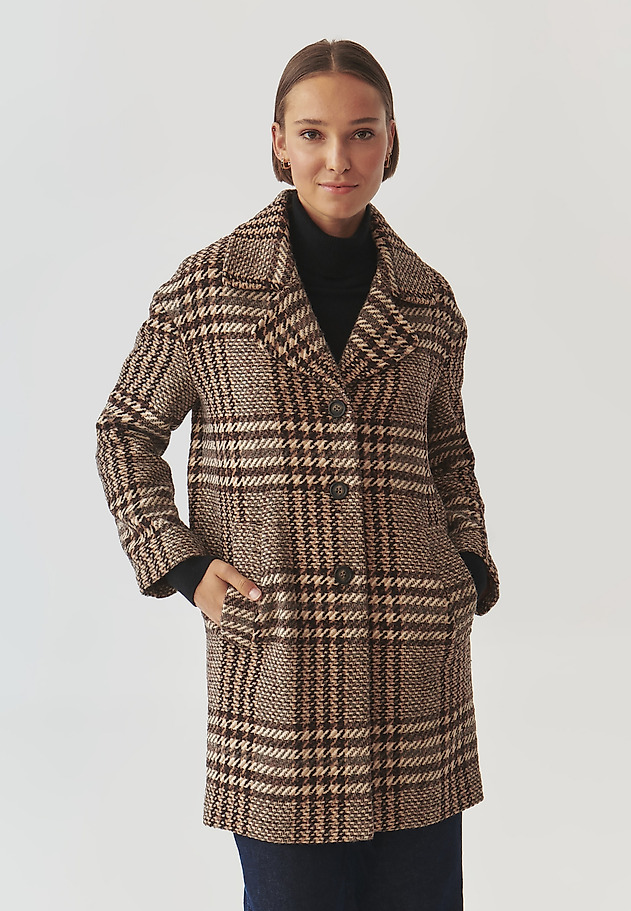 LADIES' CHECKERED FABRIC COAT - SEWRO 1 LADIES' CHECKERED FABRIC COAT - SEWRO 1 MULTIKOLOR 1