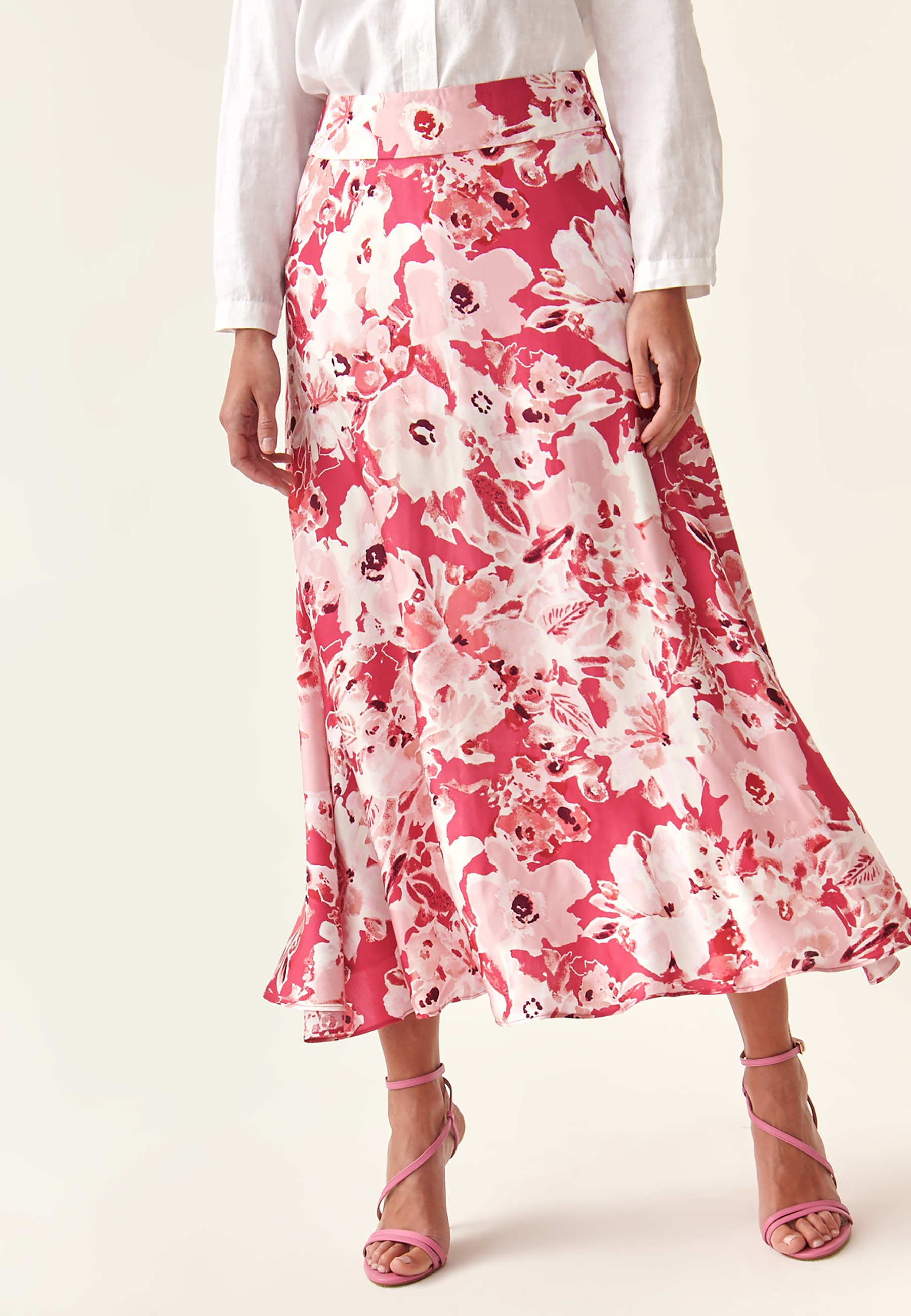 SATYNOWA SPÓDNICA W KWIATOWY DRUK SATI