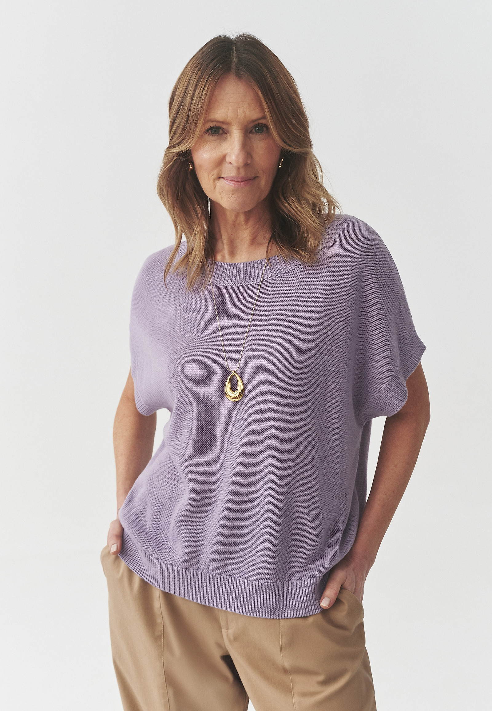 LOOSE JUMPER WITH LYOCELL AND LINEN — LIMI LOOSE JUMPER WITH LYOCELL AND LINEN — LIMI PURPLE 105705