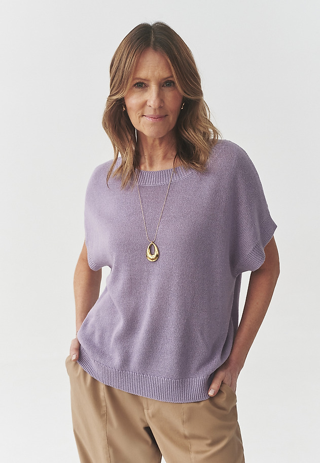 LOOSE JUMPER WITH LYOCELL AND LINEN — LIMI LOOSE JUMPER WITH LYOCELL AND LINEN — LIMI PURPLE 1