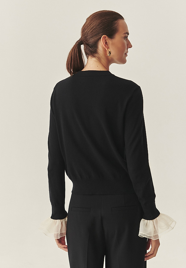 SWETER DAMSKI Z ODPINANYM MANKIETEM - ELIZABETH SWETER DAMSKI Z ODPINANYM MANKIETEM - ELIZABETH CZARNY 4