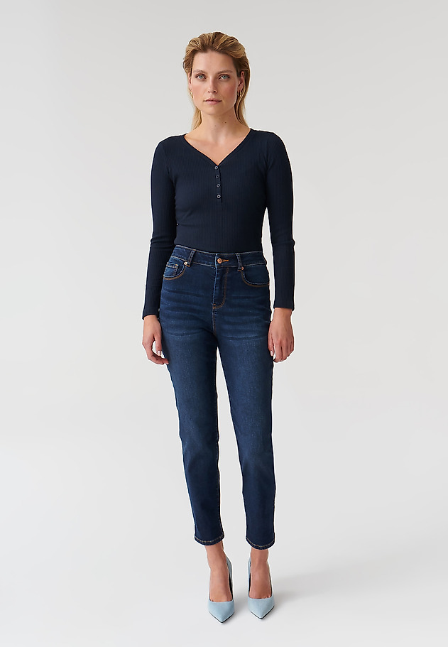 ŽENSKA BLUZA Z GUMBI LAROY ŽENSKA BLUZA Z GUMBI LAROY TEMNO MODRA 2