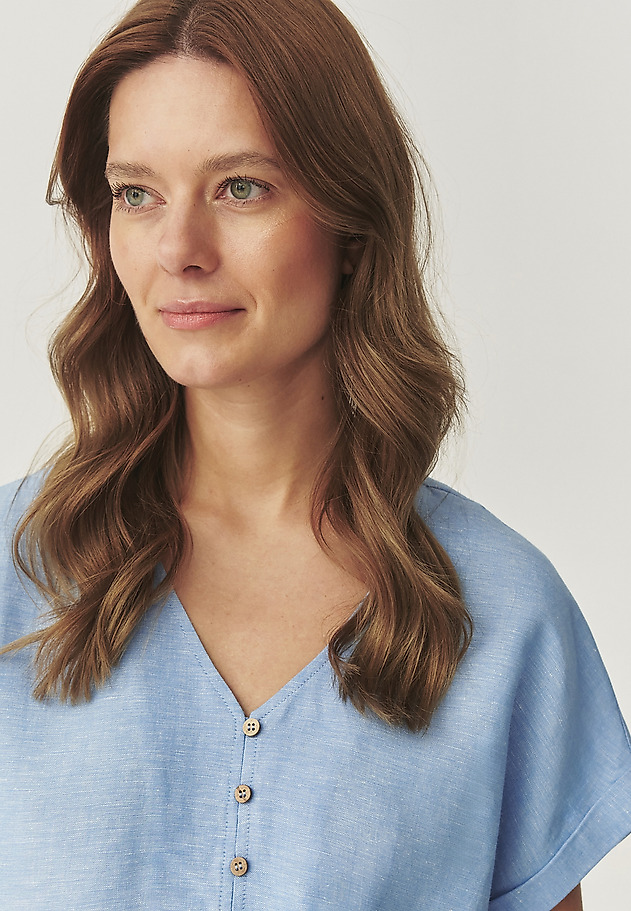 CASUAL SHIRT WITH LINEN - SAMANTA CASUAL SHIRT WITH LINEN - SAMANTA NIEBIESKI 1
