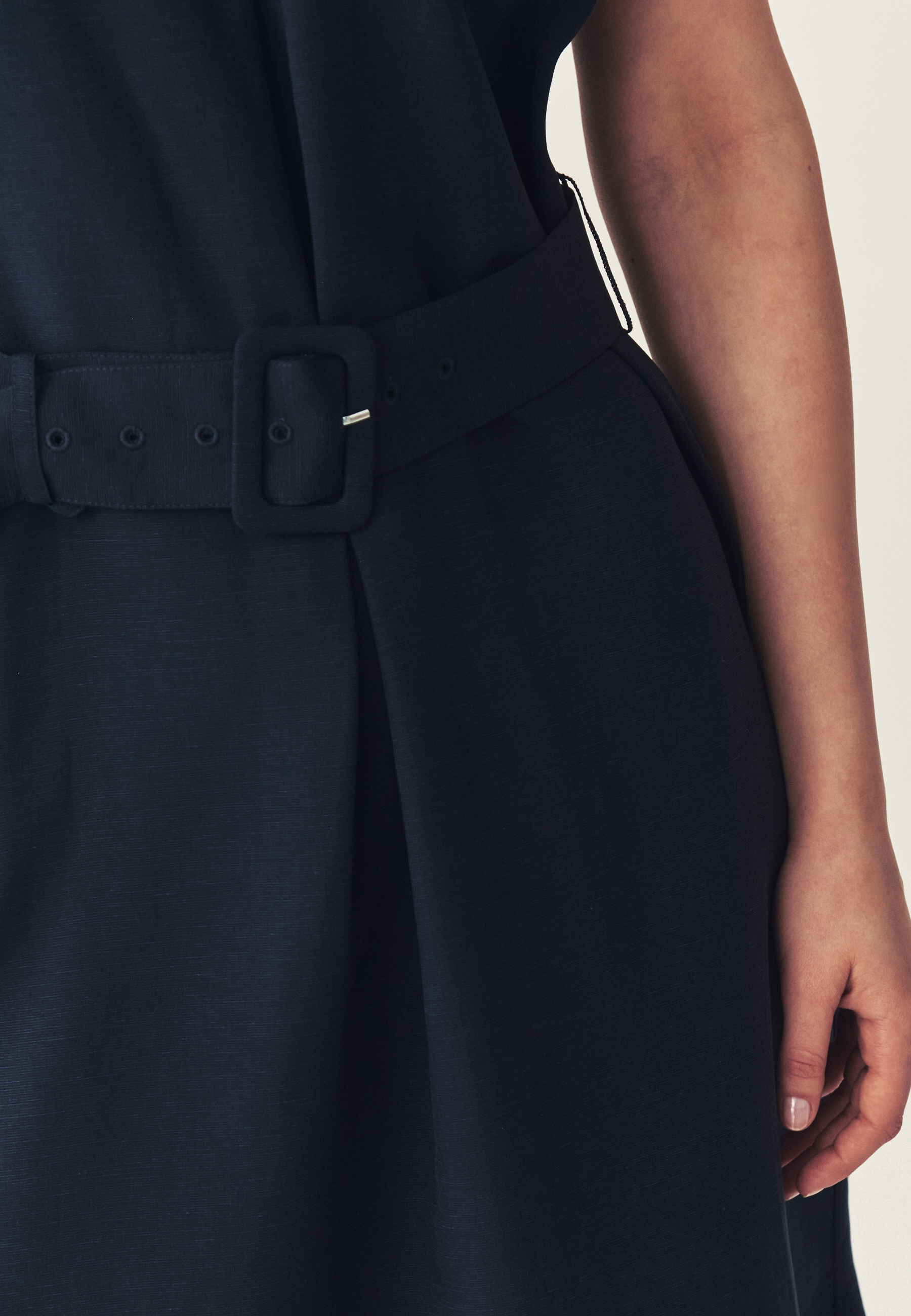 SHORT DRESS WITH LINEN - LORIALA NAVY BLUE 2